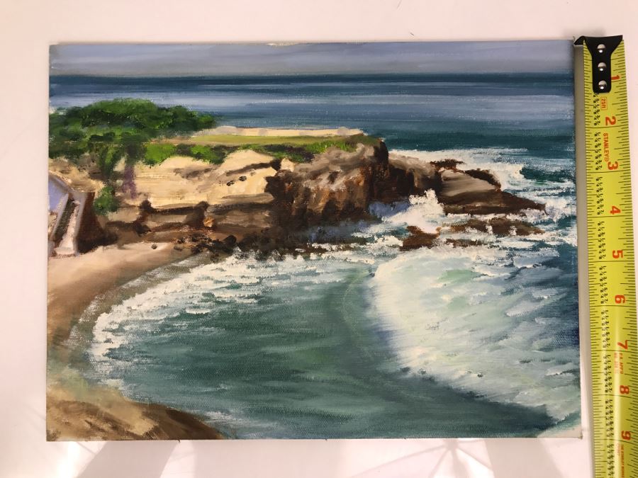 Original Plein Air Painting On Board Of Seascape Unsigned By Hollywood Art Director 12' X 9' [Photo 3]