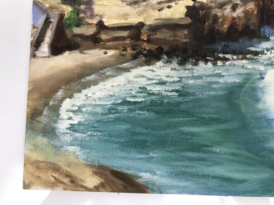 Original Plein Air Painting On Board Of Seascape Unsigned By Hollywood Art Director 12' X 9' [Photo 5]
