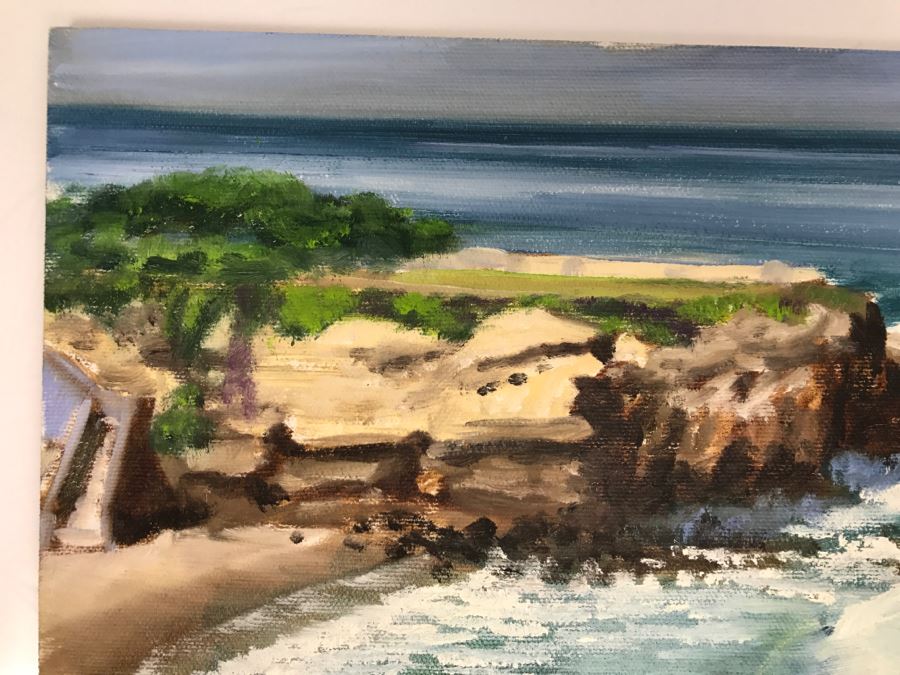 Original Plein Air Painting On Board Of Seascape Unsigned By Hollywood Art Director 12' X 9' [Photo 4]