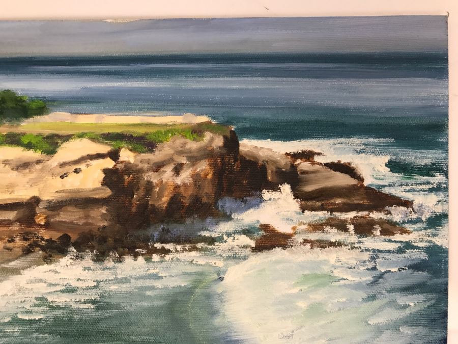 Original Plein Air Painting On Board Of Seascape Unsigned By Hollywood Art Director 12' X 9' [Photo 7]