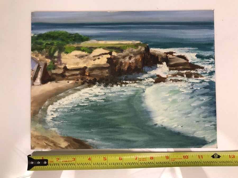 Original Plein Air Painting On Board Of Seascape Unsigned By Hollywood Art Director 12' X 9' [Photo 2]