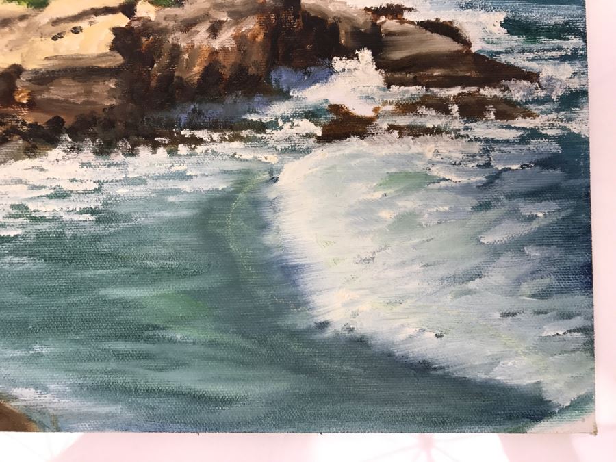 Original Plein Air Painting On Board Of Seascape Unsigned By Hollywood Art Director 12' X 9' [Photo 6]
