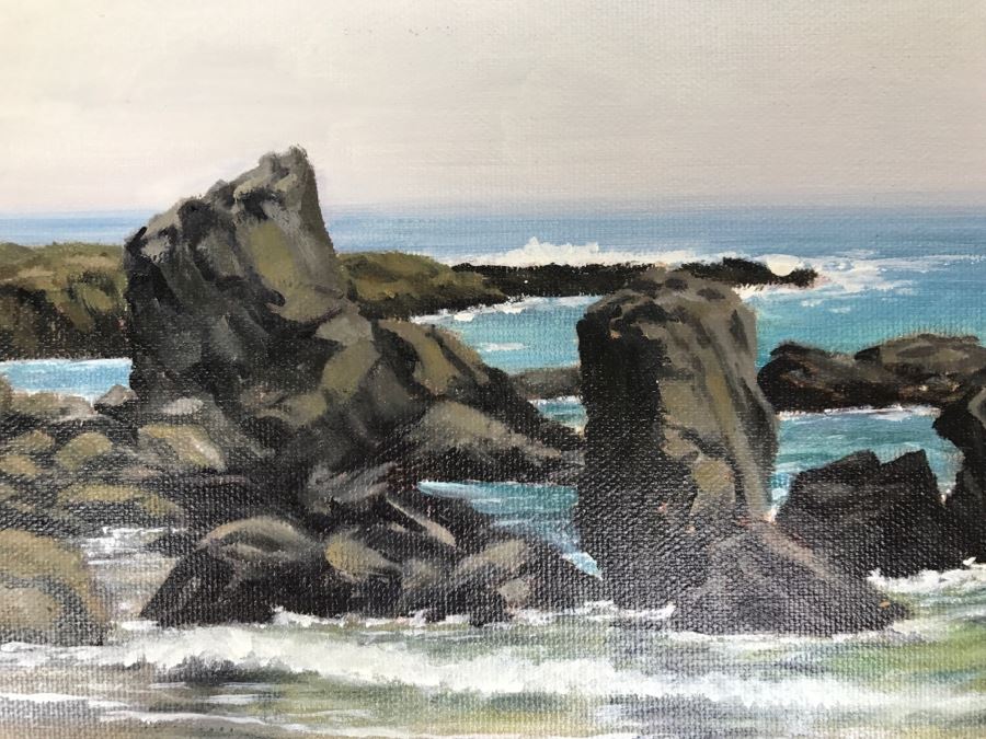 Original Plein Air Painting On Board Of Seascape Unsigned By Hollywood Art Director 12' X 9' [Photo 8]