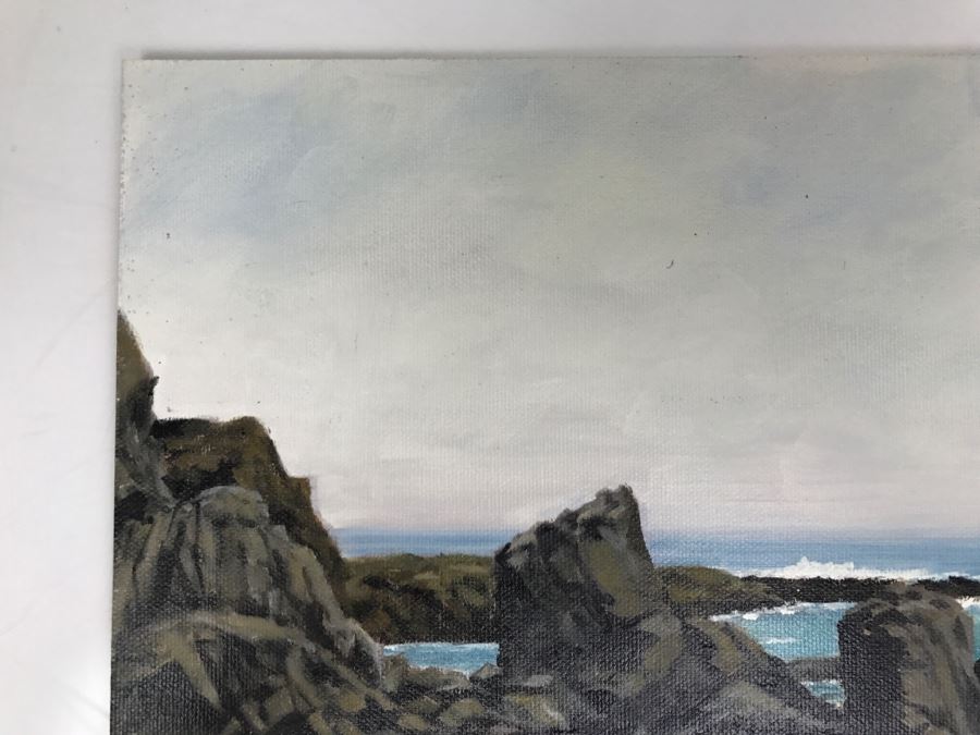 Original Plein Air Painting On Board Of Seascape Unsigned By Hollywood Art Director 12' X 9' [Photo 5]