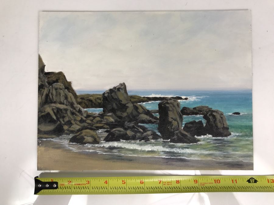 Original Plein Air Painting On Board Of Seascape Unsigned By Hollywood Art Director 12' X 9' [Photo 2]