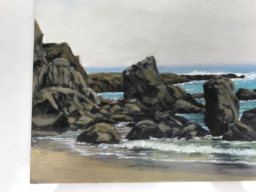 Original Plein Air Painting On Board Of Seascape Unsigned By Hollywood Art Director 12' X 9' [Photo 4]