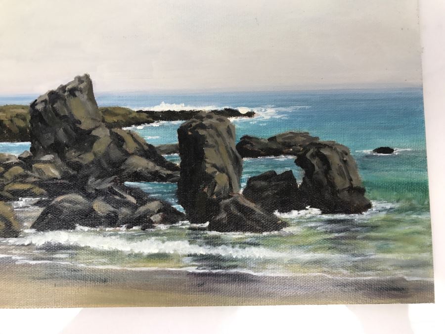 Original Plein Air Painting On Board Of Seascape Unsigned By Hollywood Art Director 12' X 9' [Photo 6]