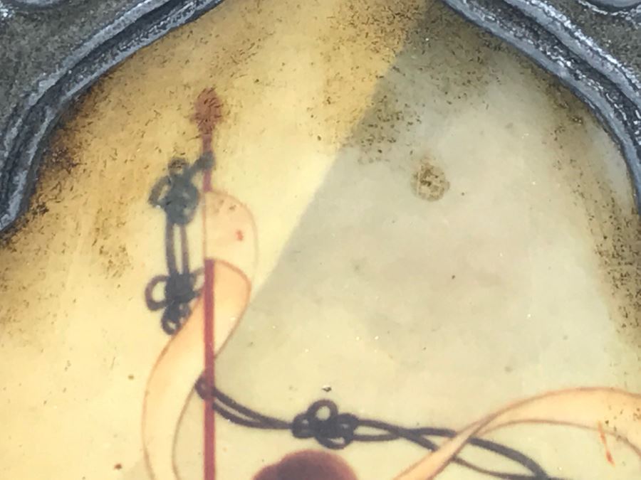 Signed Chinese Pewter Tea Kettle Teapot With Glass Paintings On Sides [Photo 29]