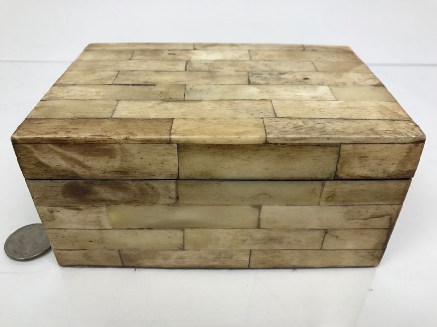 Vintage Bone Inlay Box And Signed Fossil Stone Jar With Lid By Pacheco Anderson 1 Of 1 [Photo 10]