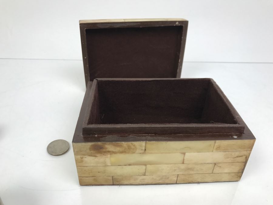 Vintage Bone Inlay Box And Signed Fossil Stone Jar With Lid By Pacheco Anderson 1 Of 1 [Photo 13]