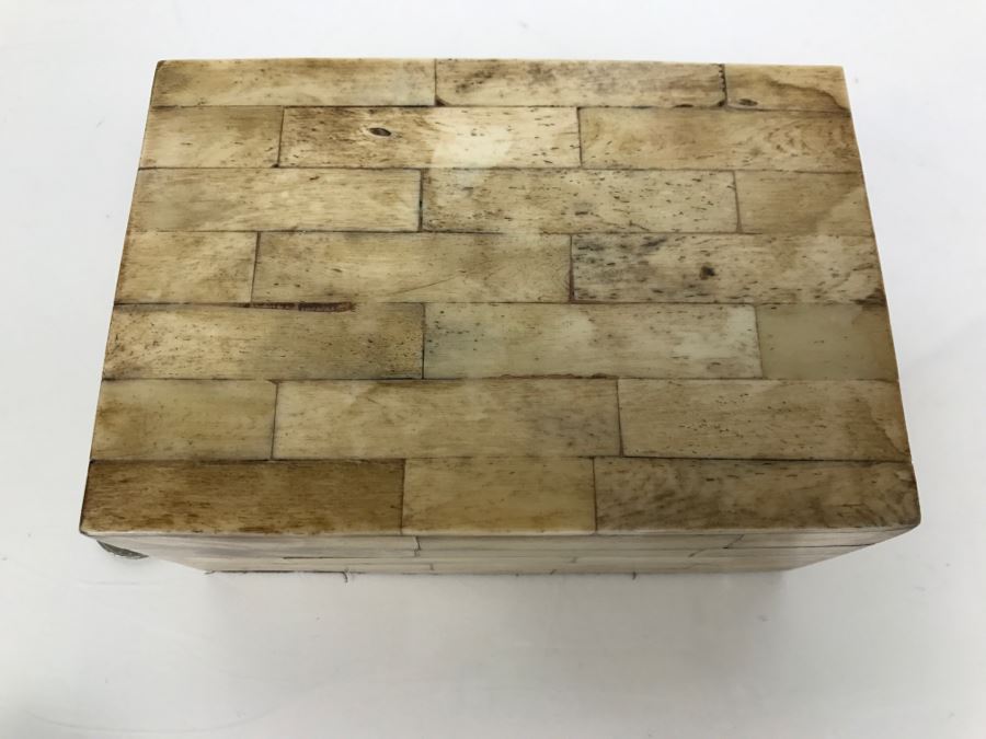 Vintage Bone Inlay Box And Signed Fossil Stone Jar With Lid By Pacheco Anderson 1 Of 1 [Photo 11]