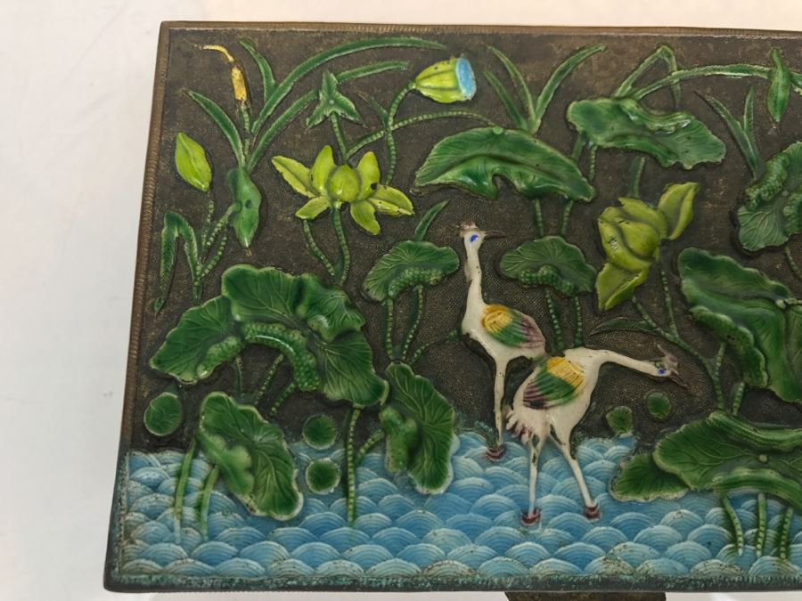 Vintage Chinese Enamel Box, Match Holder, Tray Set And Chinese Gold Box [Photo 7]