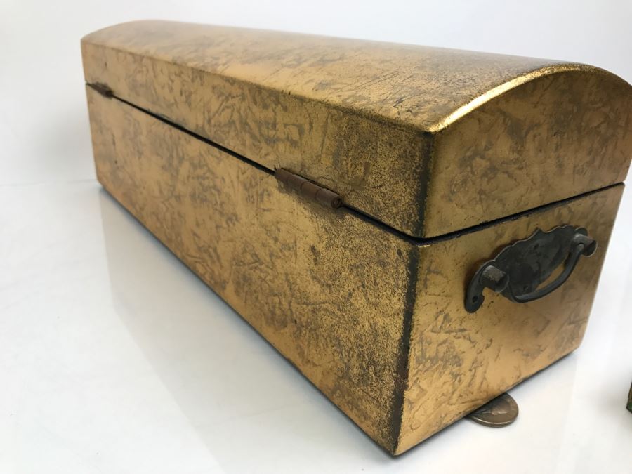 Vintage Chinese Enamel Box, Match Holder, Tray Set And Chinese Gold Box [Photo 24]