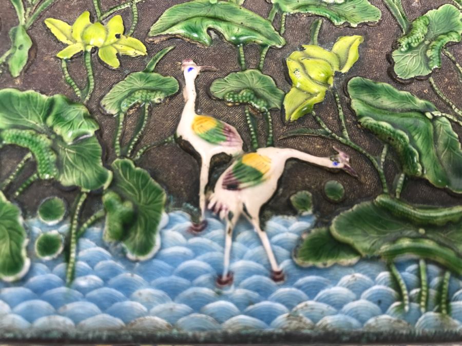 Vintage Chinese Enamel Box, Match Holder, Tray Set And Chinese Gold Box [Photo 6]