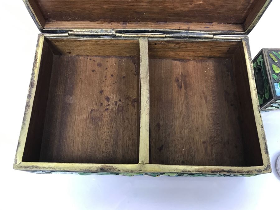 Vintage Chinese Enamel Box, Match Holder, Tray Set And Chinese Gold Box [Photo 12]