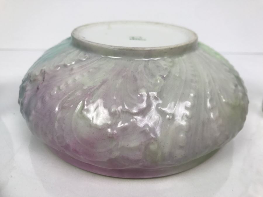 Hand Painted French Jar T&V France, Hand Painted Glass Bottle With Stopper And Small Jar [Photo 7]