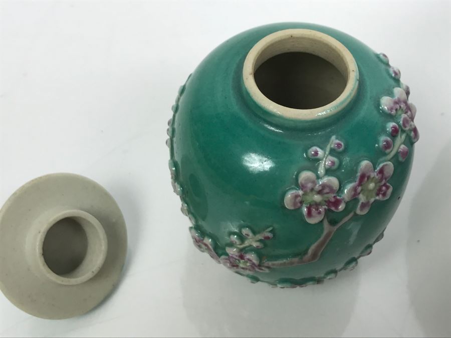 Hand Painted French Jar T&V France, Hand Painted Glass Bottle With Stopper And Small Jar [Photo 15]