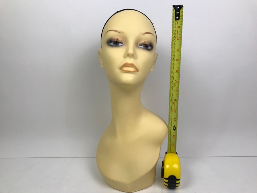 Vinyl Mannequin Head With Hair Net 17' Tall Cosmetology, Hair Stylist, Wig [Photo 2]