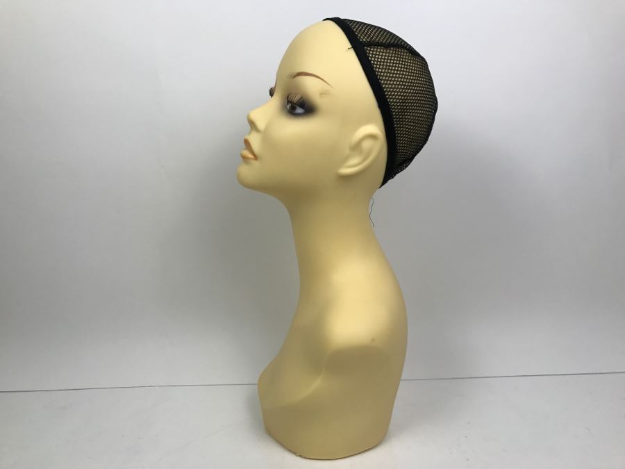Vinyl Mannequin Head With Hair Net 17' Tall Cosmetology, Hair Stylist, Wig [Photo 5]