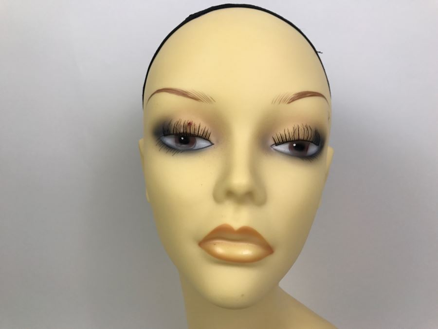 Vinyl Mannequin Head With Hair Net 17' Tall Cosmetology, Hair Stylist, Wig [Photo 3]