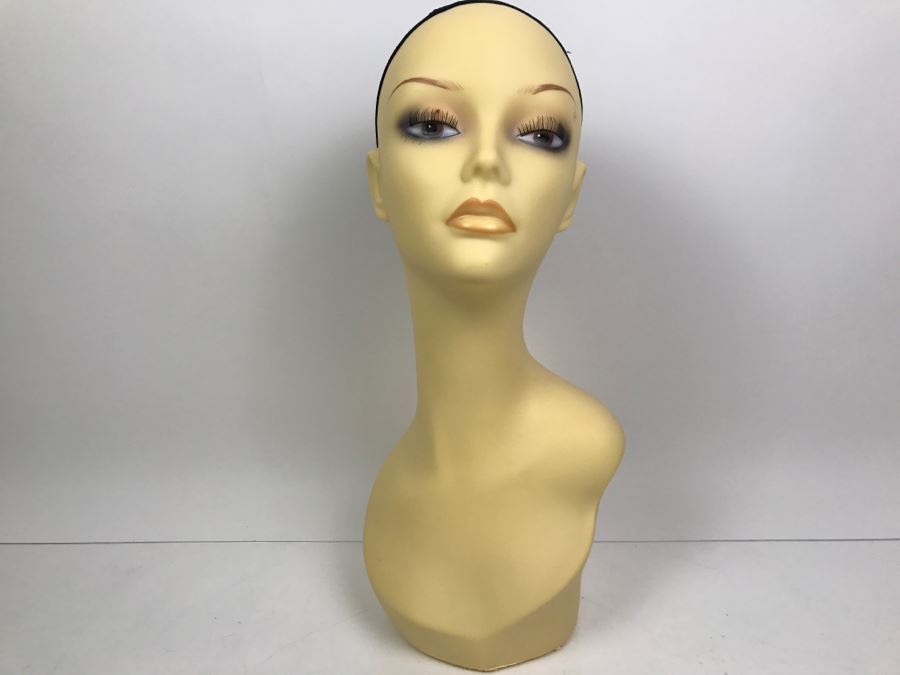 Vinyl Mannequin Head With Hair Net 17' Tall Cosmetology, Hair Stylist, Wig [Photo 1]