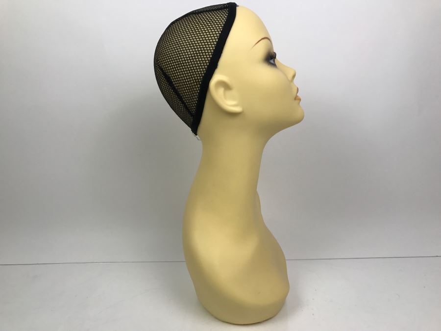 Vinyl Mannequin Head With Hair Net 17' Tall Cosmetology, Hair Stylist, Wig [Photo 7]