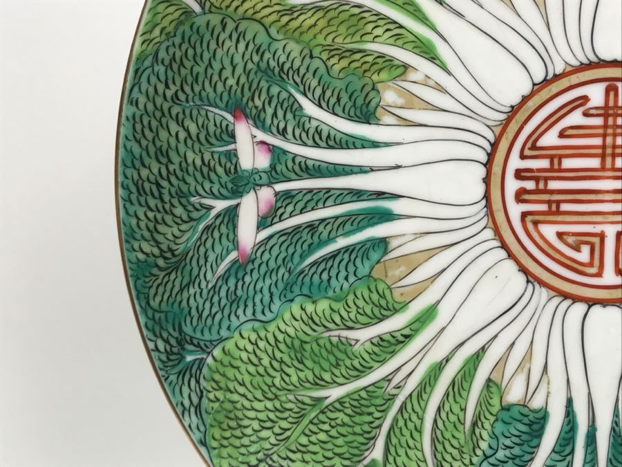 Japanese Porcelain Plate Hand Painted In Hong Kong A.C.F. With Wooden Stand [Photo 9]