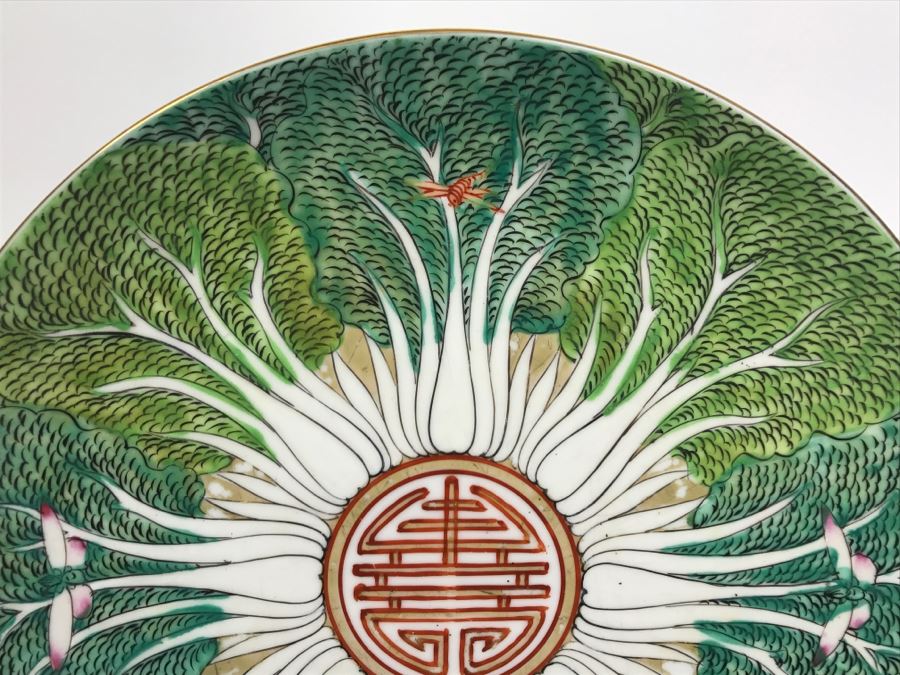 Japanese Porcelain Plate Hand Painted In Hong Kong A.C.F. With Wooden Stand [Photo 5]