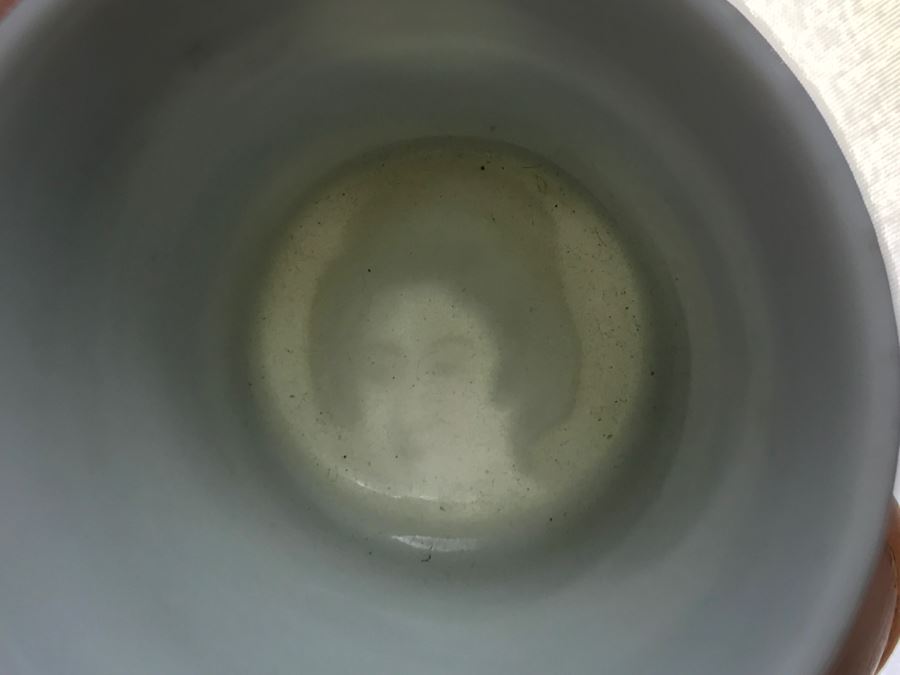 Hand Painted Japanese Sake Set With Faces Of Women Visible At Bottom Of Cups [Photo 12]