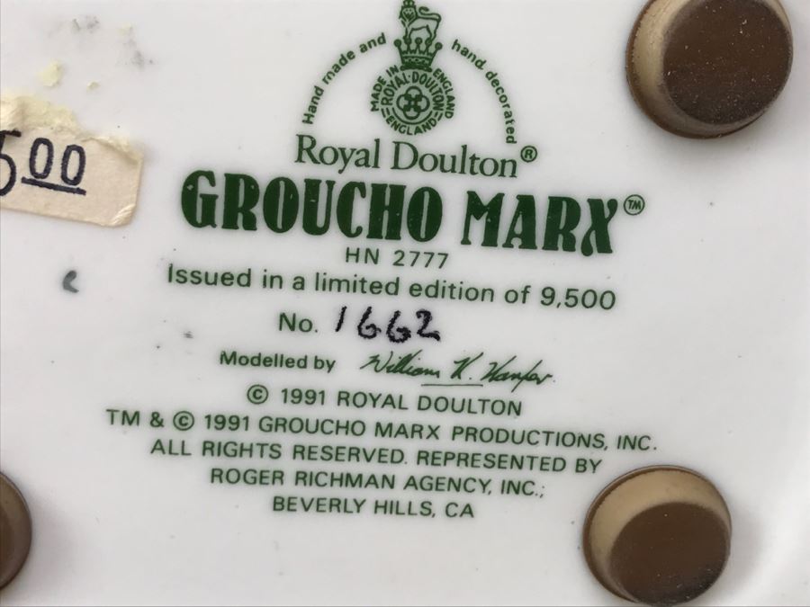 Limited Edition Royal Doulton Figurine 'Groucho Marx' HN2777 1,662 Of 9,500 1991 [Photo 9]