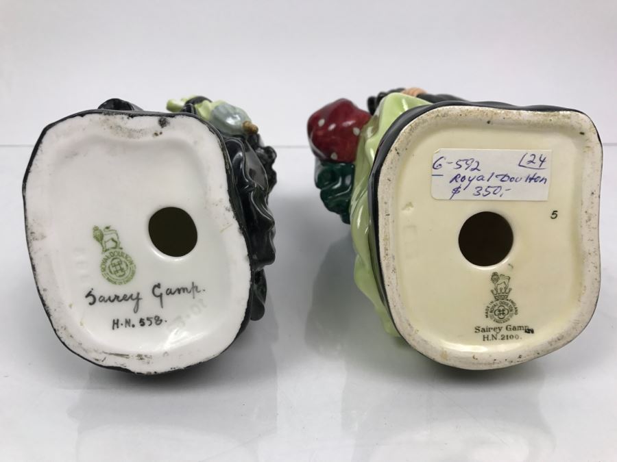 Pair Of Royal Doulton Figurines Of 'Sairey Gamp' HN558 (Has Hairline Cracks) And HN2100 [Photo 11]