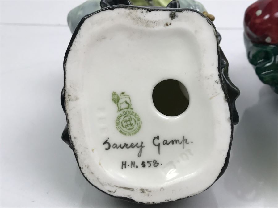 Pair Of Royal Doulton Figurines Of 'Sairey Gamp' HN558 (Has Hairline Cracks) And HN2100 [Photo 14]