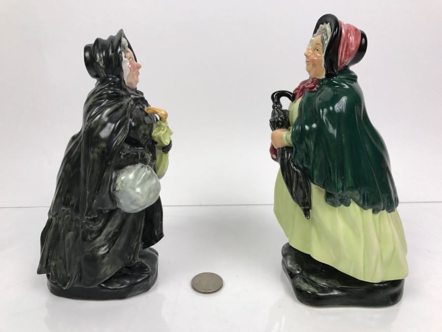 Pair Of Royal Doulton Figurines Of 'Sairey Gamp' HN558 (Has Hairline Cracks) And HN2100 [Photo 9]