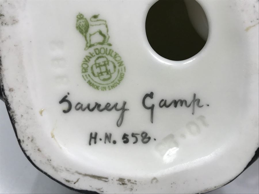 Pair Of Royal Doulton Figurines Of 'Sairey Gamp' HN558 (Has Hairline Cracks) And HN2100 [Photo 15]