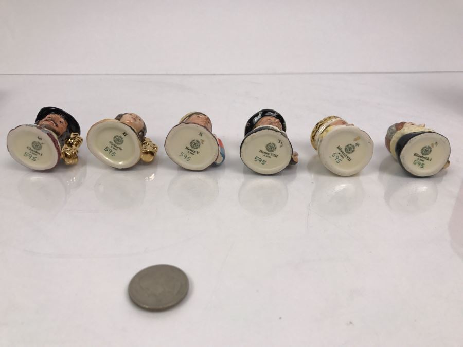 Limited Edition Royal Doulton Miniature Mini Toby Mugs Kings Set Of Kings And Queens Of England With Wooden Display Stand Number 595 Of Set [Photo 13]