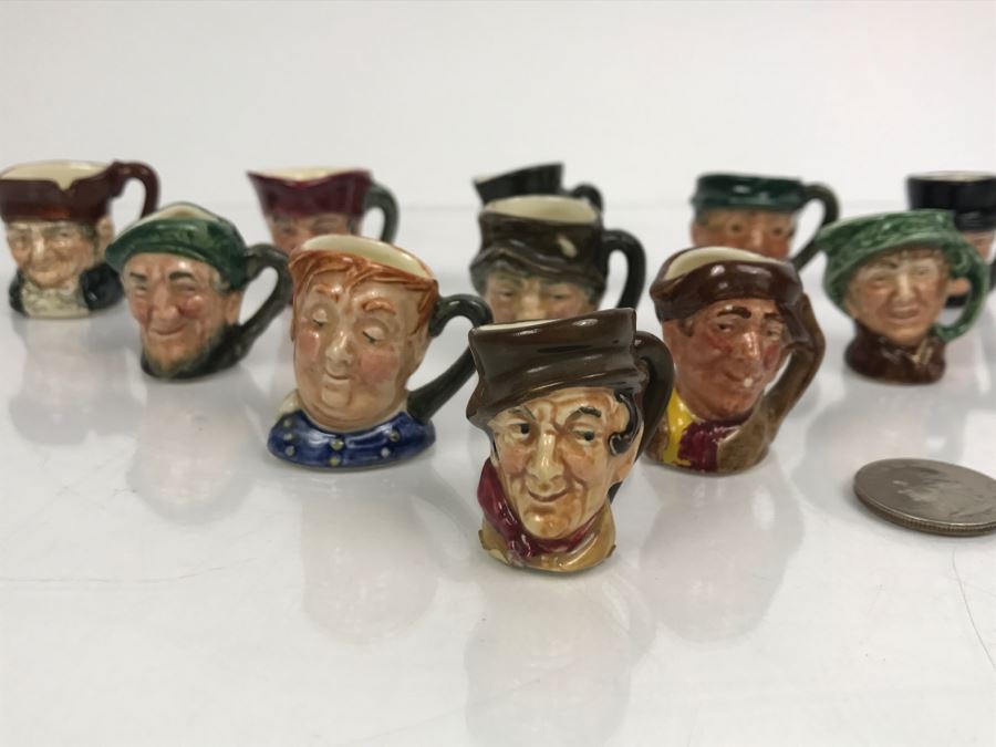 Collection Of (11) Old Royal Doulton Miniature Mini Toby Mugs - Leading Mug Sam Weller Was Priced At $125 - See Photos