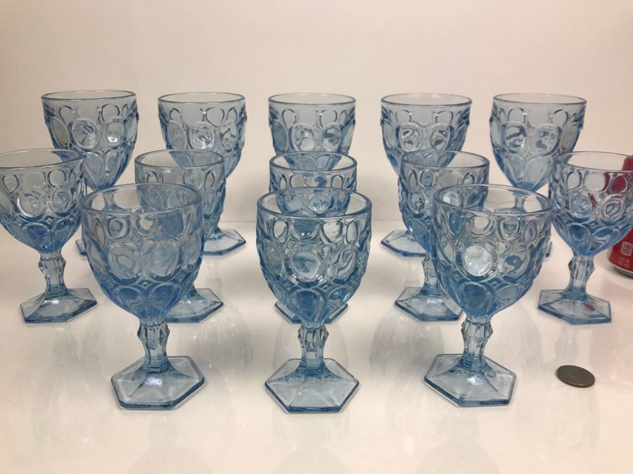 Collection Of (13) Blue Stemware Glasses