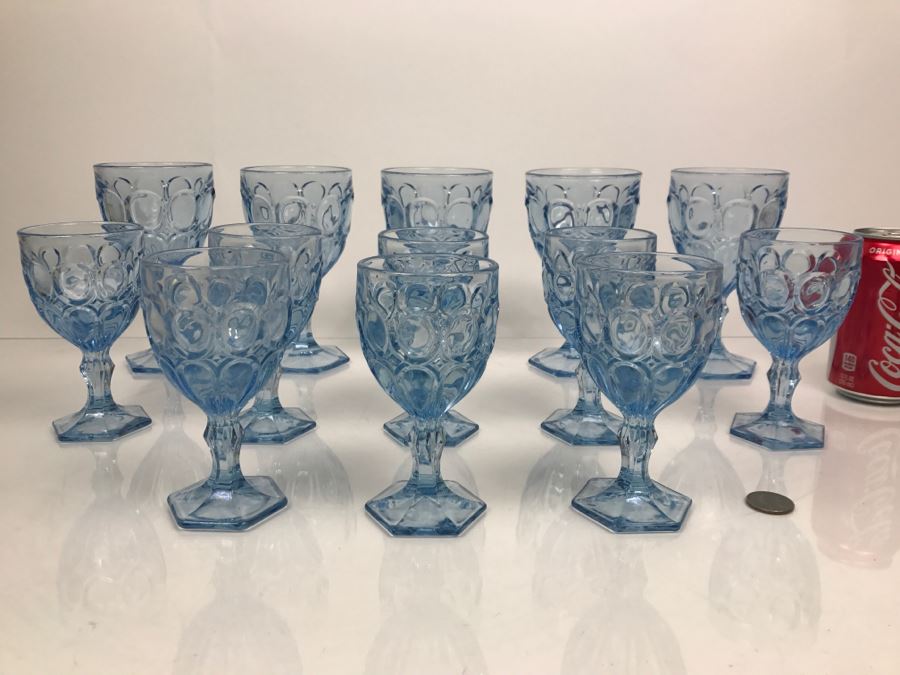 Collection Of (13) Blue Stemware Glasses [Photo 2]