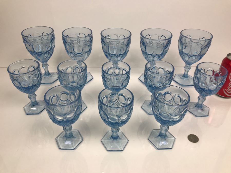 Collection Of (13) Blue Stemware Glasses [Photo 4]