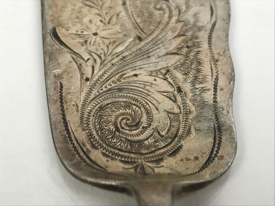 Antique Chased Sterling Silver Cake Server 68g [Photo 7]