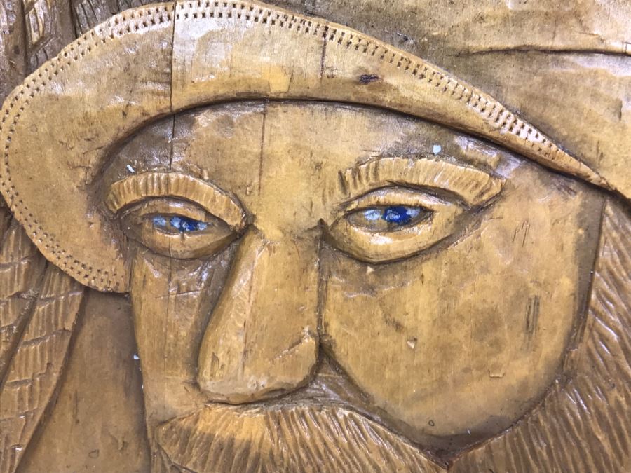 Relief Carved Vintage Fisherman Wall Plaque [Photo 6]