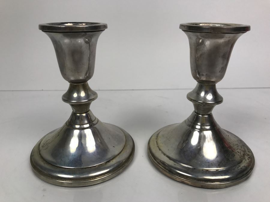 Pair Of Towle Sterling Silver Weighted Candle Holders [Photo 2]