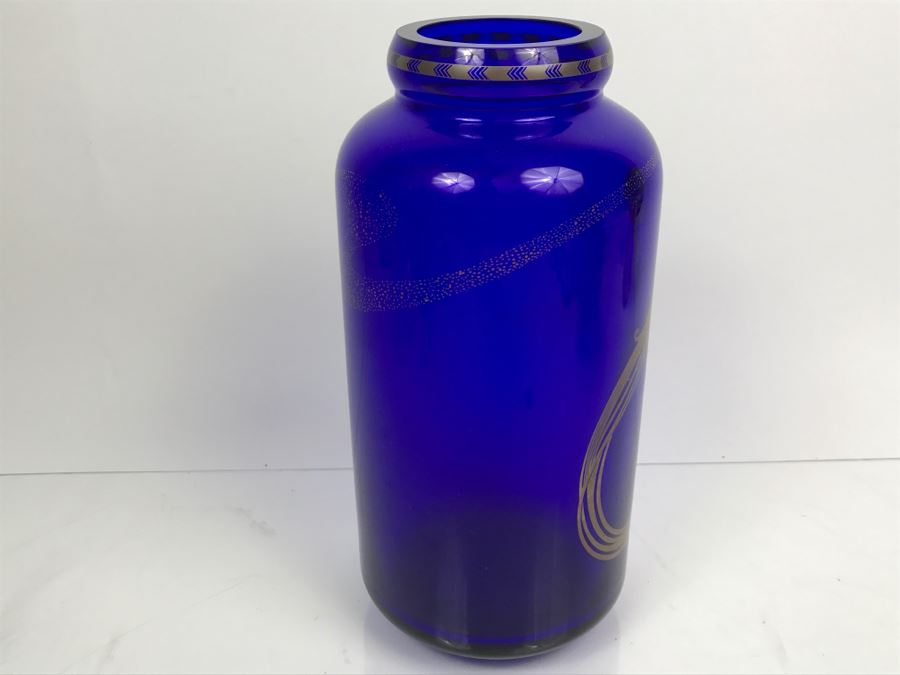 Erte Blue Vase Titled Fireflies 1988 Franklin Mint [Photo 3]