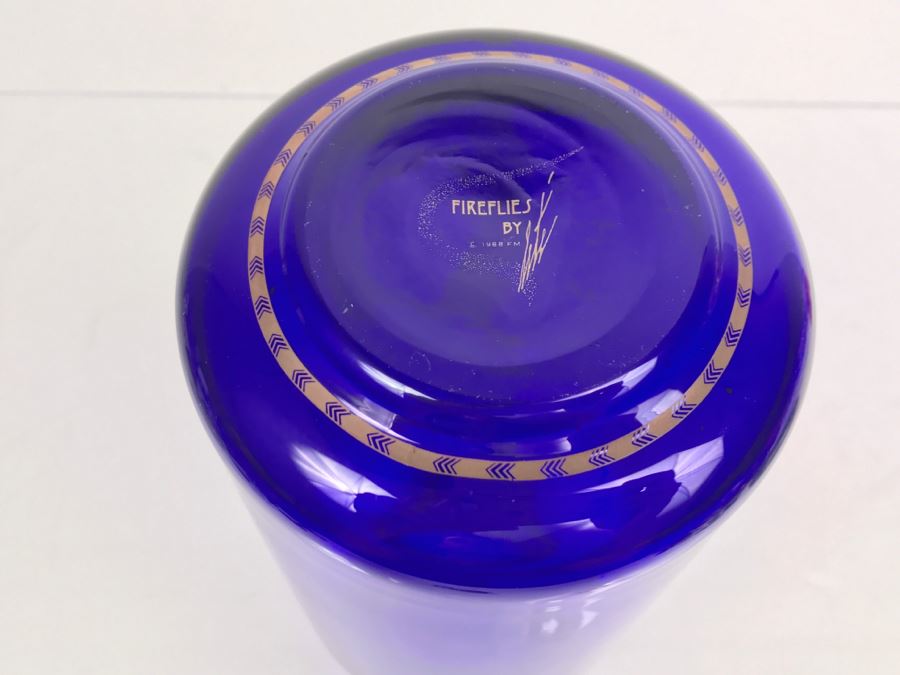 Erte Blue Vase Titled Fireflies 1988 Franklin Mint [Photo 5]