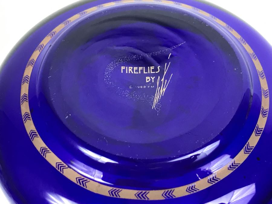 Erte Blue Vase Titled Fireflies 1988 Franklin Mint [Photo 6]