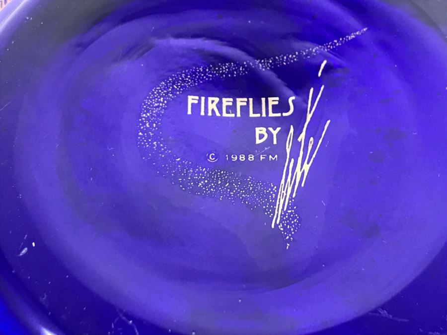 Erte Blue Vase Titled Fireflies 1988 Franklin Mint [Photo 4]