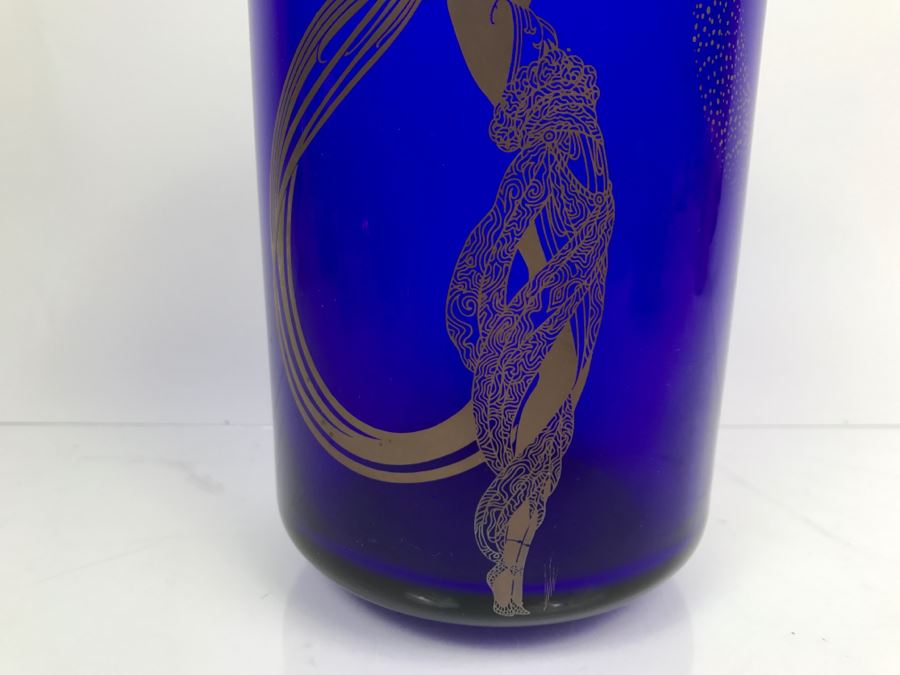 Erte Blue Vase Titled Fireflies 1988 Franklin Mint [Photo 11]