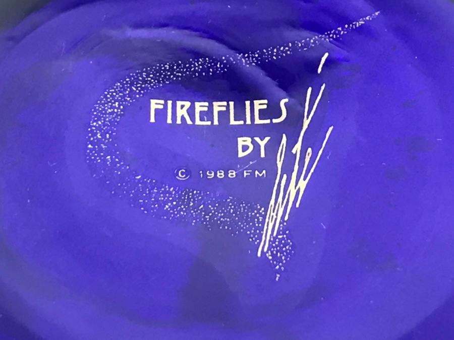 Erte Blue Vase Titled Fireflies 1988 Franklin Mint [Photo 7]