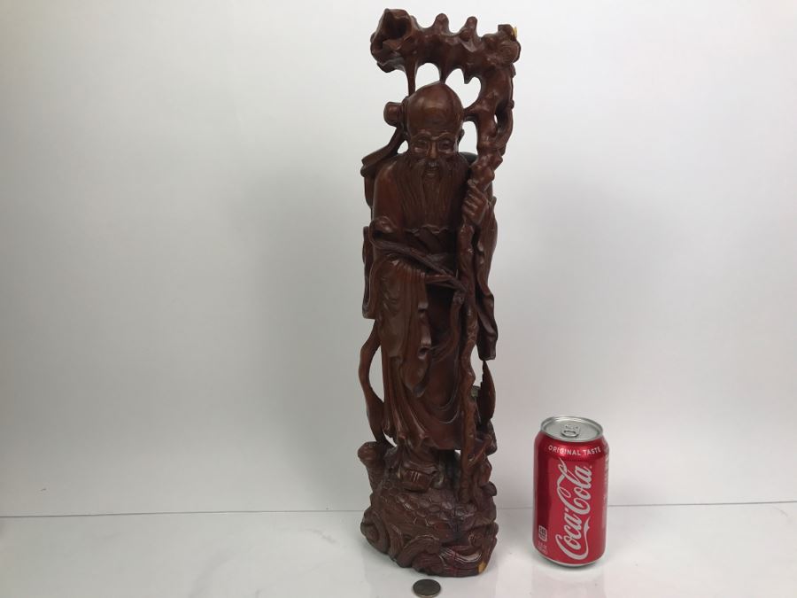 Vintage Wood Carving Of Chinese Elder - Has Several Small Chips In Photos [Photo 1]