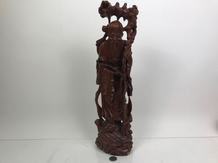 Vintage Wood Carving Of Chinese Elder - Has Several Small Chips In Photos [Photo 2]
